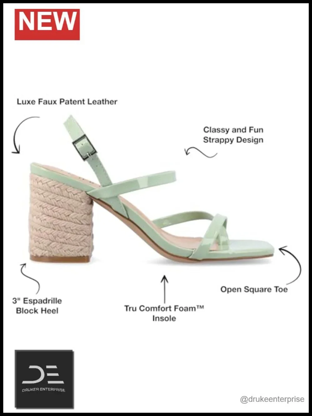 Faux Leather Espadrille Heeled Sandals Ankle Strap Block Heel Wedges